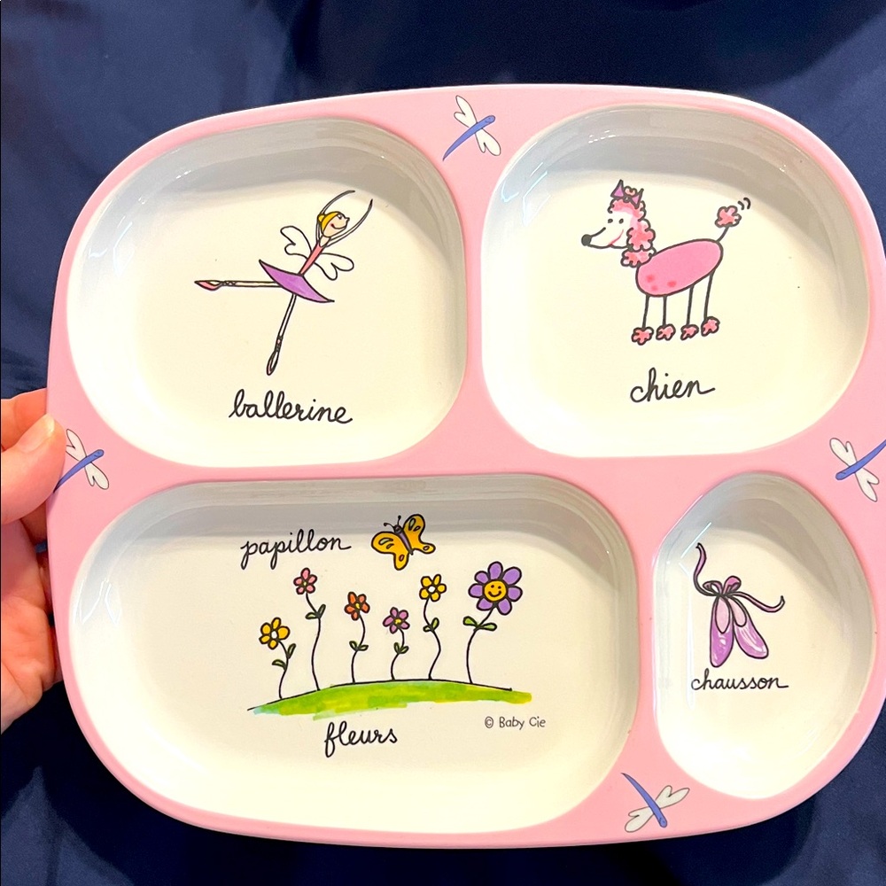 Very Good Condition Baby Cie Dani Collection Melamine Plate in Ballerina pattern
